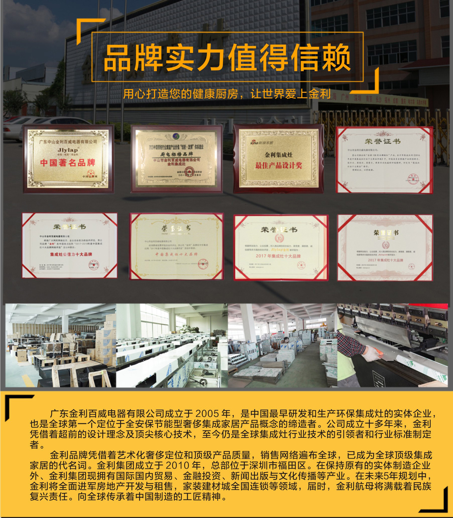 祝贺：金利集成灶连续七年荣获“集成灶十大品牌”荣誉称号